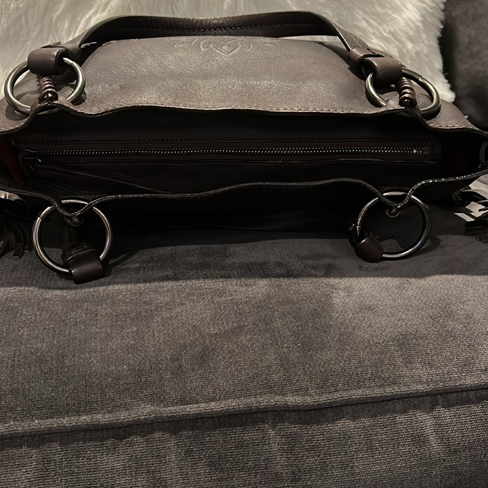 Andrea Mabiani Luxury Rustic Inspired Brown Leather Embossed Shoulder/Tote Bag - Picture 9 of 11
